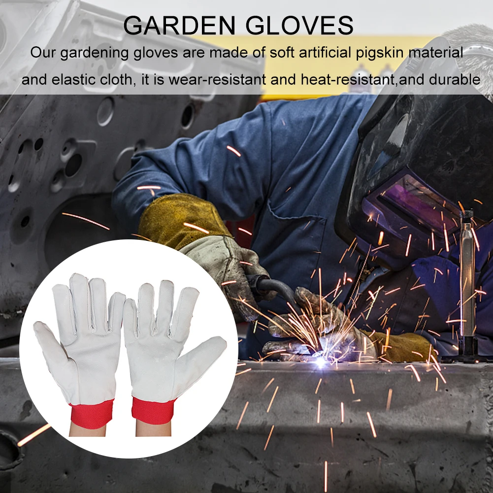 

Men Women Safety Protection Soft Labor Welding Garden Gloves Elastic Anti Static Artificial Pigskin Electrician Magic Sticker