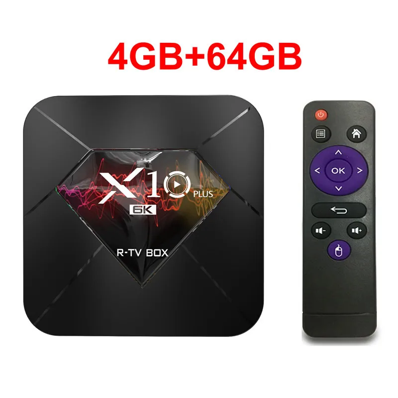 X10 Plus Android 9,0 Smart tv Box Allwinner H6 Четырехъядерный 4 ГБ ОЗУ 64 Гб ПЗУ USB3.0 wifi H.265 HDR 6K разрешение телеприставка - Цвет: 4GB 64GB
