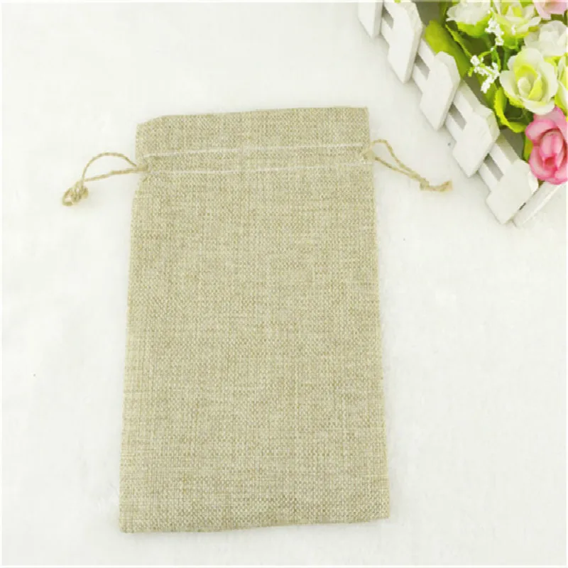 1PC(11 Sizes) Linen Jute Drawstring Gift Bags Sacks Party Favors Packaging Bag Wedding Christmas Candy Gift Bags Party Supplies