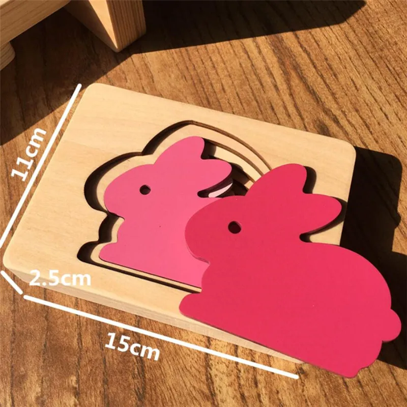 Детские деревянные игрушки для детей Мультяшные животные 3D пазлы многослойные