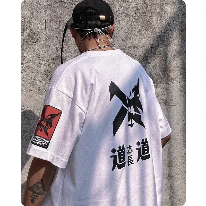 

Street hip hop short sleeve cotton dark functional wind lovers T-shirt summer Men's clothes Chinese characters michalkova tops