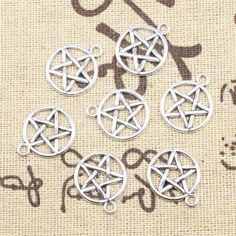 

Подвески с пятиконечными звездами, принадлежности для фотографий, цвет античное серебро, 20 шт. 17x22 мм