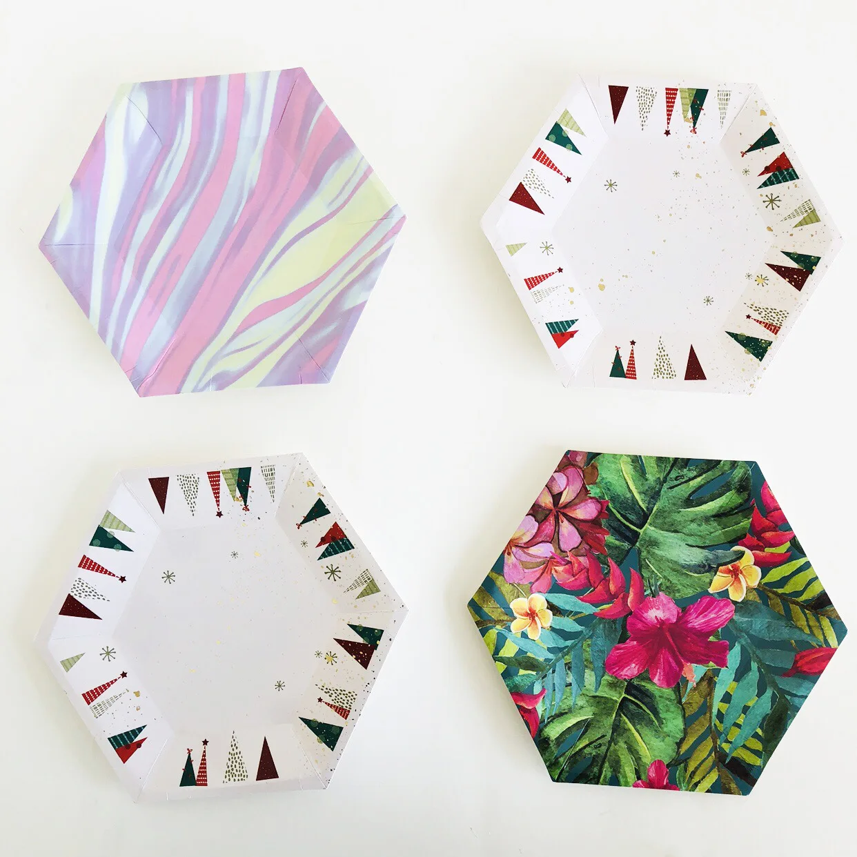 

8pcs 8inch Disposable Tableware Set Disposable Paper Plate Colored Plant Gradient Wedding Birthday Decoration Party Supplies