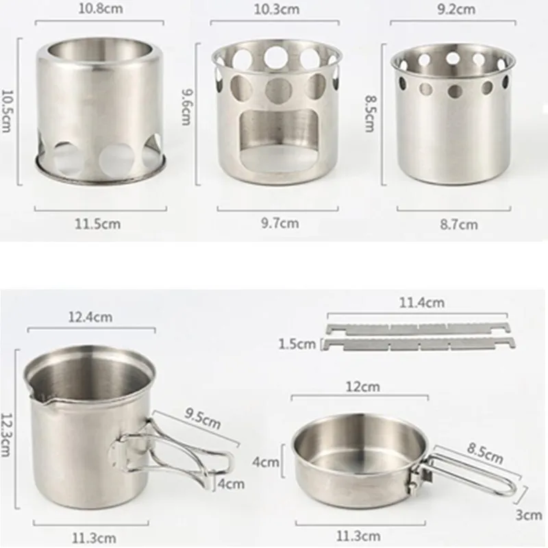 Портативная уличная посуда для кемпинга из нержавеющей стали 304 набор беспорядка
