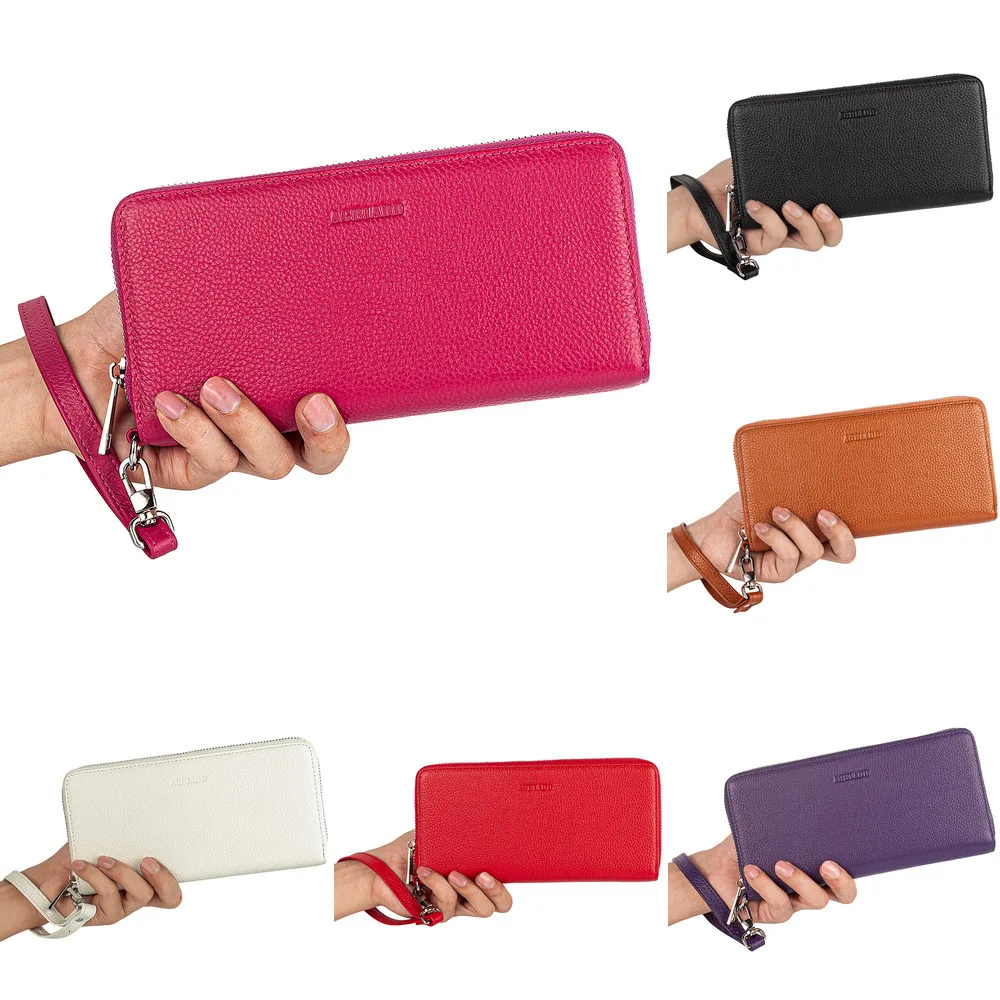 Женский Длинный кошелек из натуральной кожи Дамский держатель для карт сумочка