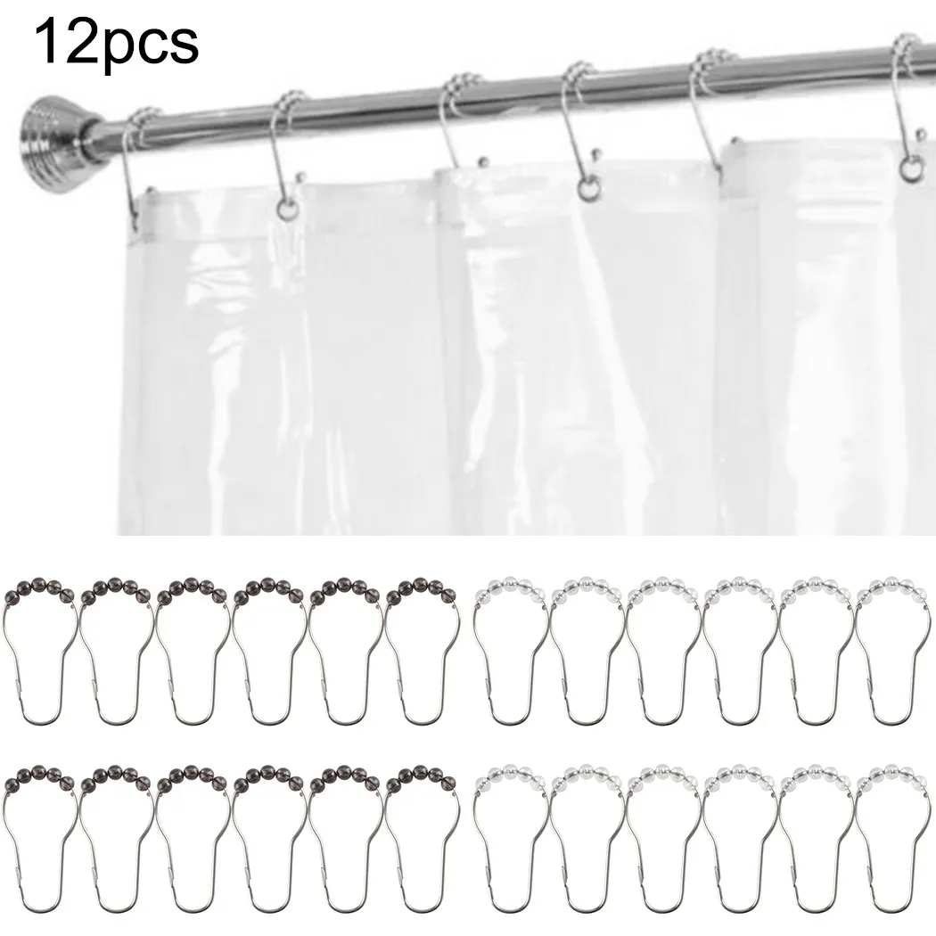 

Hooks Curtain Hooks Rail Rings Roller Rustproof Shower Stainless Steel