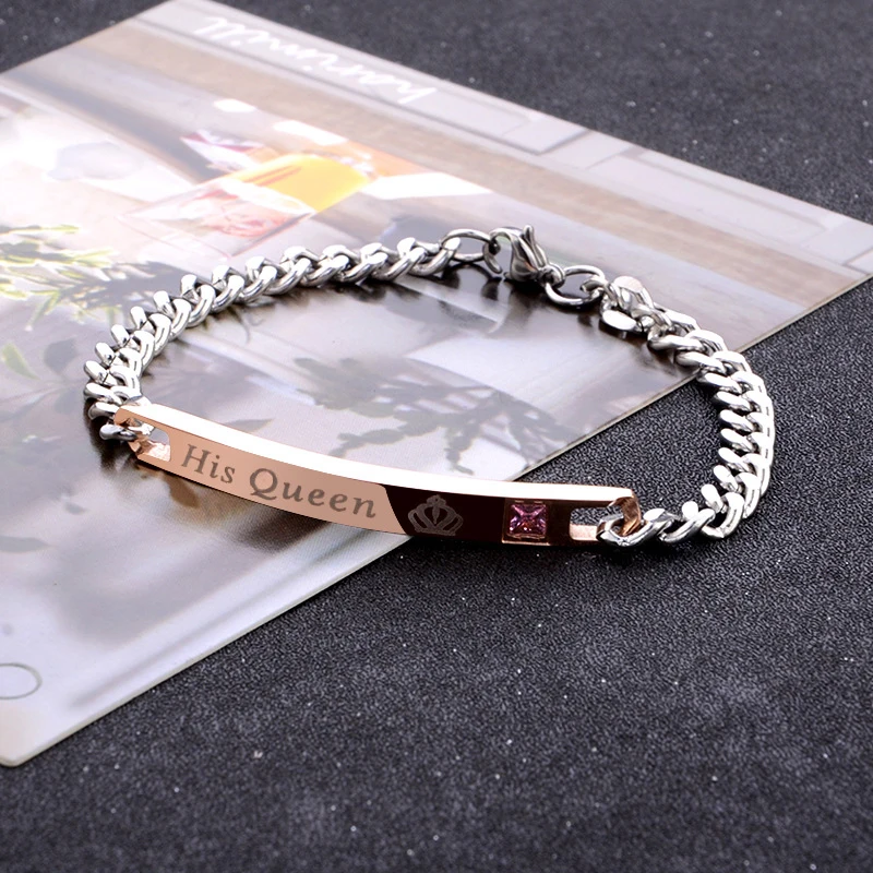 

Hot Queen and King Couple Bracelet Necklace Her Prince His Princess Crown High Quality Charm Bracelet for Valentine Gift Jewelry