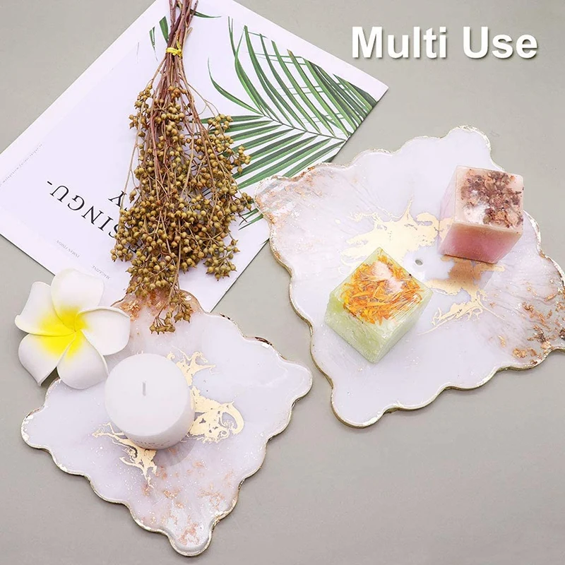 

3 Tier Cupcake Stands Resin Molds,Square Tray Silicone Casting Mold with Handle Fitting for Making Dessert Platter