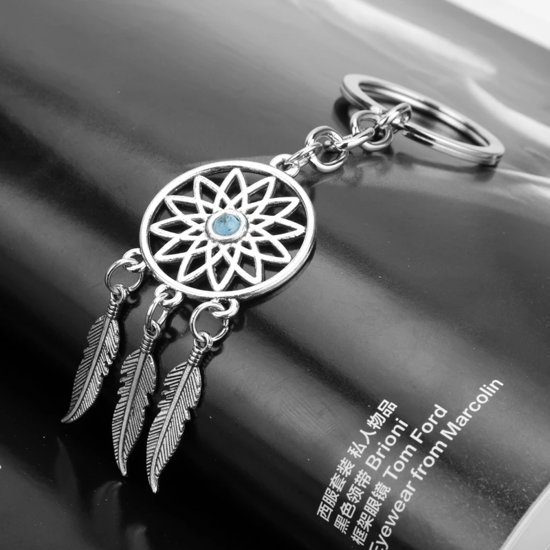 Фильм Dreamcatchers цепочка для ключей Boho перо из листьев и кисточек сплав брелок