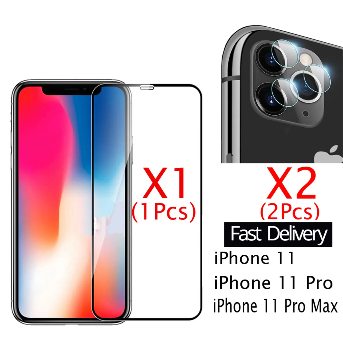 2 шт. пленка из закаленного стекла для камеры и переднее стекло iphone 11 Pro Max Чехол