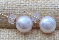 noble jewelry a pair of elegant natural 9 10mm akoya white pearl earrings 18k