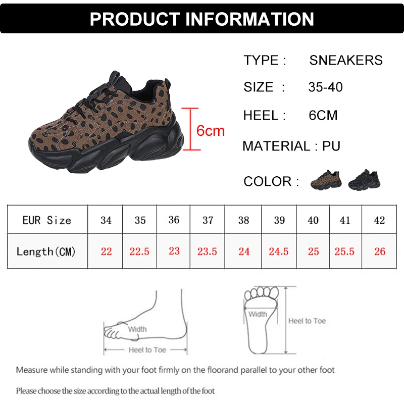 

Rimocy New Spring Vogue Platform Sneakers for Women Leopard Lace Up Casual Shoes Woman Comfortable Non Slip Walking Shoes