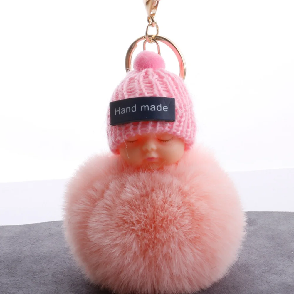 Милый пушистый спальный детский брелок с помпоном из искусственного меха для