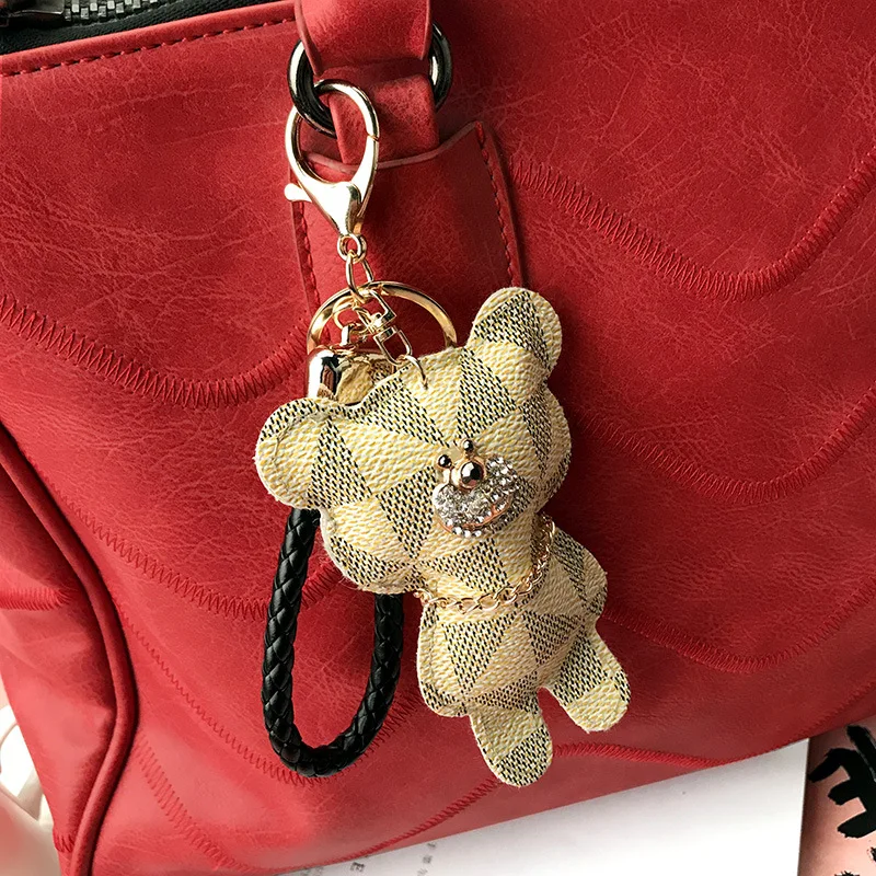 2019 милый брелок из искусственной кожи с медвежонком для ключей на сумке Модный