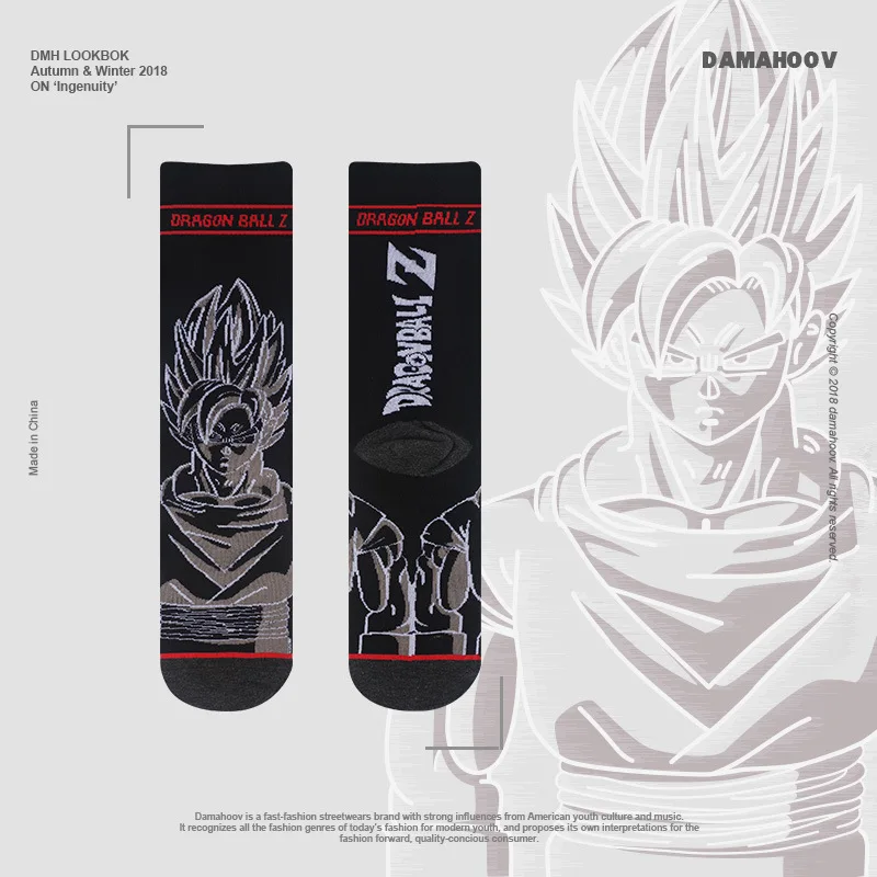 Calcetines de Anime de Dragon Ball para hombre y mujer, medias de tubo informales xxx, con figuras de dibujos animados, Super Saiyan, Monkey King-5