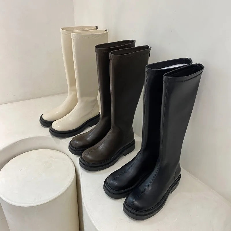 

Brand Women's Shoes Boots-Women Sexy Thigh High Heels High Sexy Zipper Round Toe Clogs Platform Winter Footwear Fashion 2021 Med