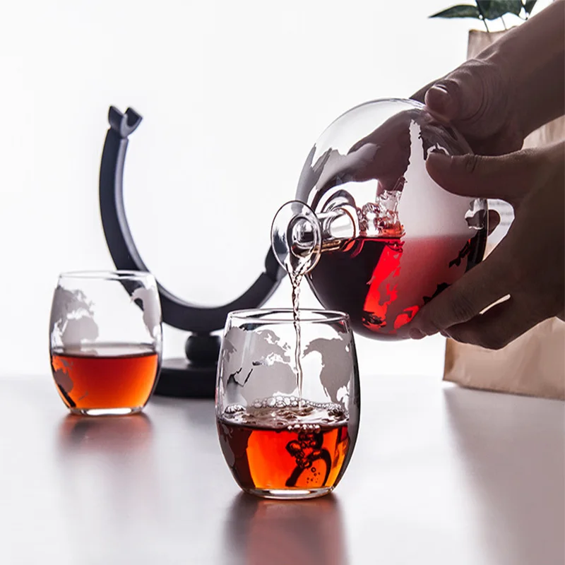 3pcs 900ML 300ML Glass Bar Set Creative Personality Globe Sailing Craft Wine Bottle For Whiskey Red Vodka Brandy | Дом и сад