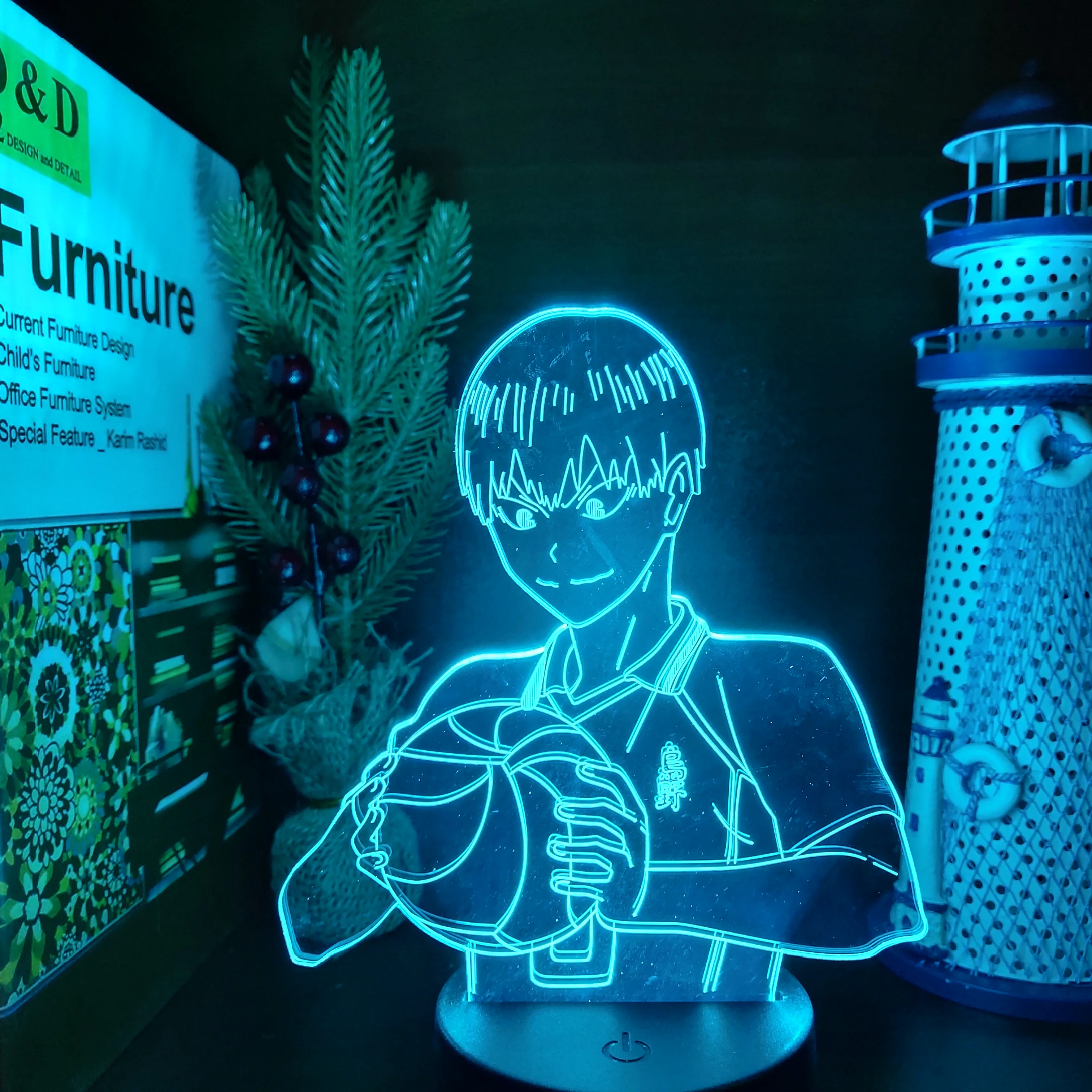 Haikyuu kageyama tobio 3D Светодиодная аниме лампа ночники Меняющие цвет для