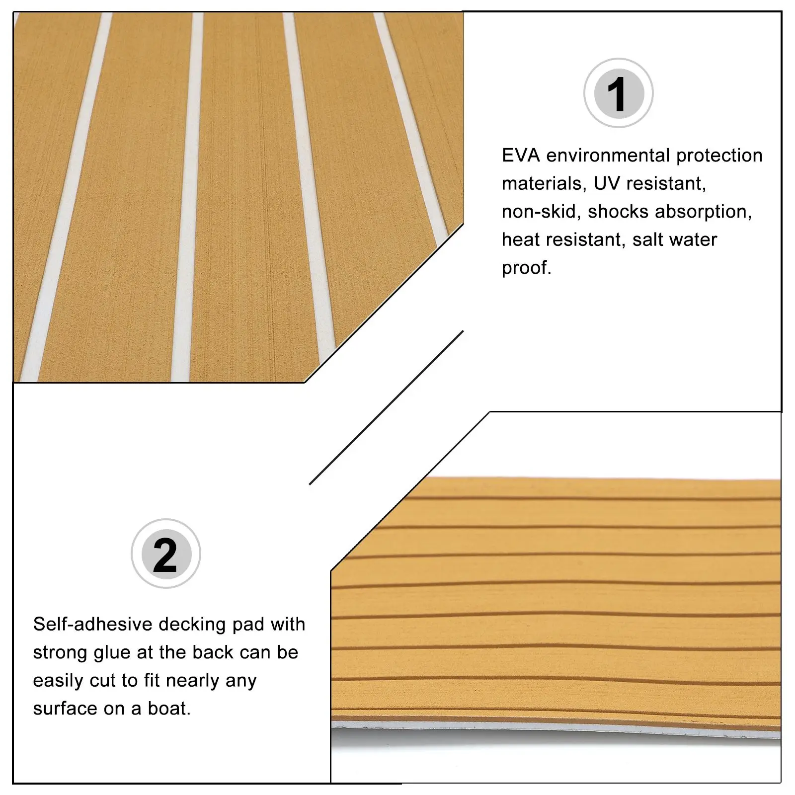 

1 Roll EVA Foams Faux Teak Boat Flooring Self-Adhesive Teak Floor Decking Sheet