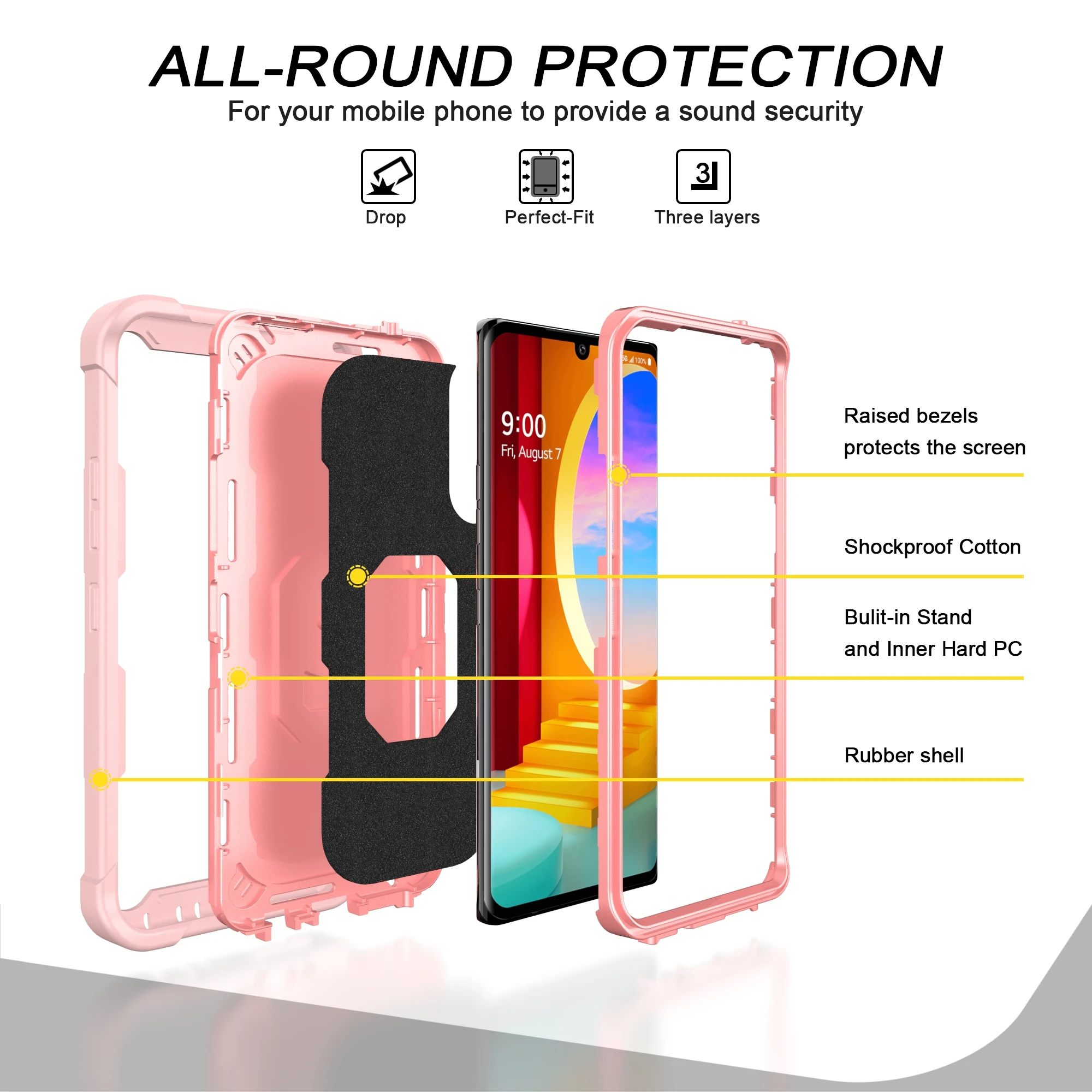 360 Full Hybrid Tough Armor Shockproof Case For LG Velvet Case Luxury Anti-Knock Finger Ring Stand Cover For LG Velvet Coque