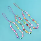 Летняя мода, красочные бусины, жемчуг, цепочка для сотового телефона для женщин, девушек, мягкая глина, сделай сам, искусственная веревка, чехол для телефона, ремешки