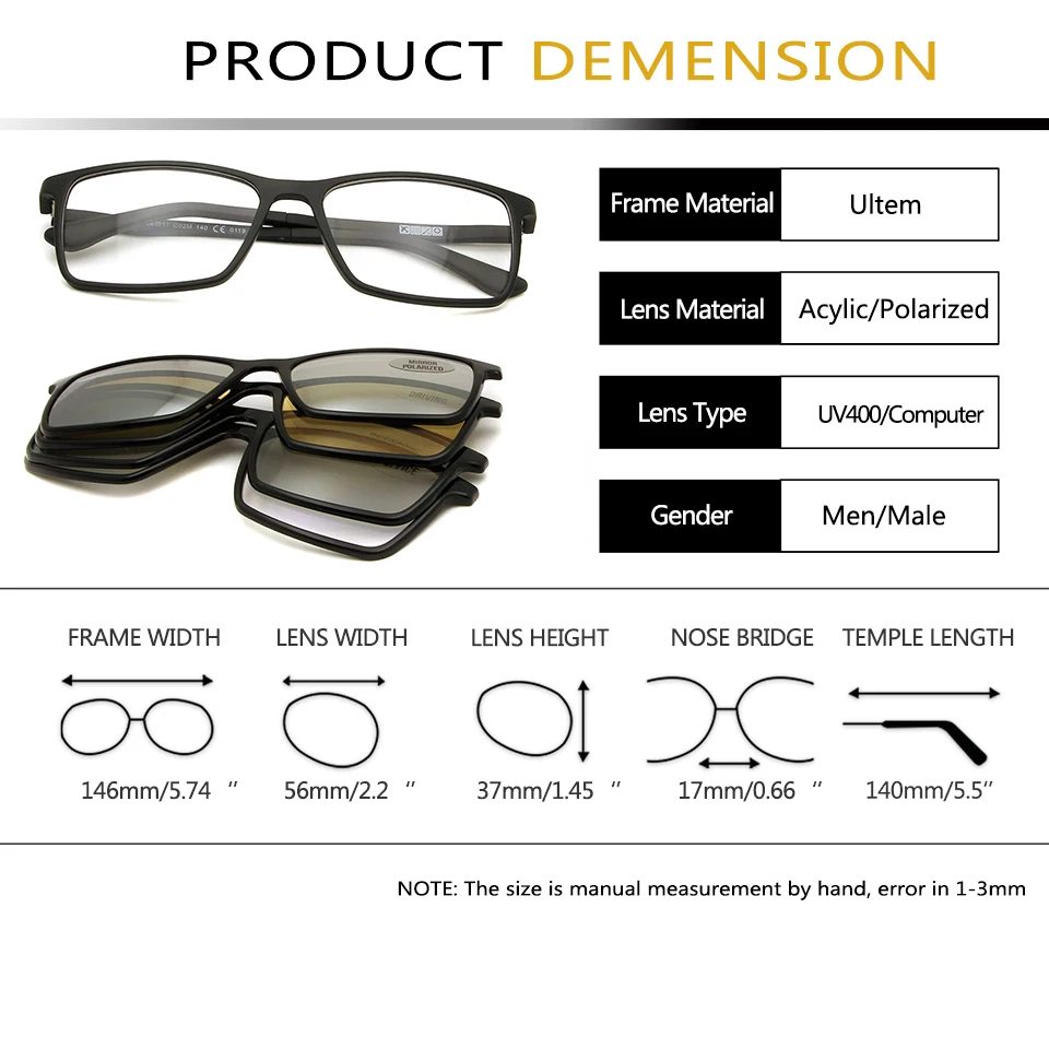 Женские и мужские фотохромные очки Itay квадратные солнцезащитные на магнитной