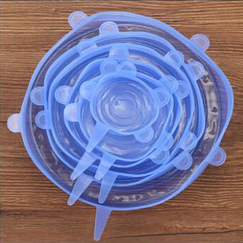6pcs/set Food Fresh Keeping Silicone Lids Durable Reusable Save Cover Heat Resisting Fits All Sizes and Shapes of Container | Дом и сад