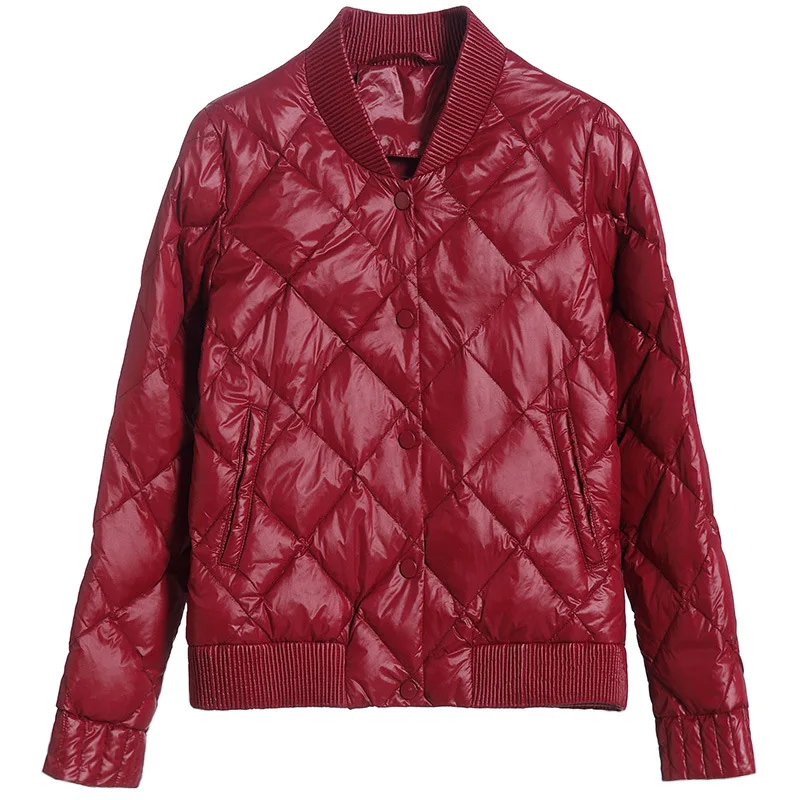 jacket women fall/winter 2021 new wine red light and short baseball down jacket jacket women  winter coats