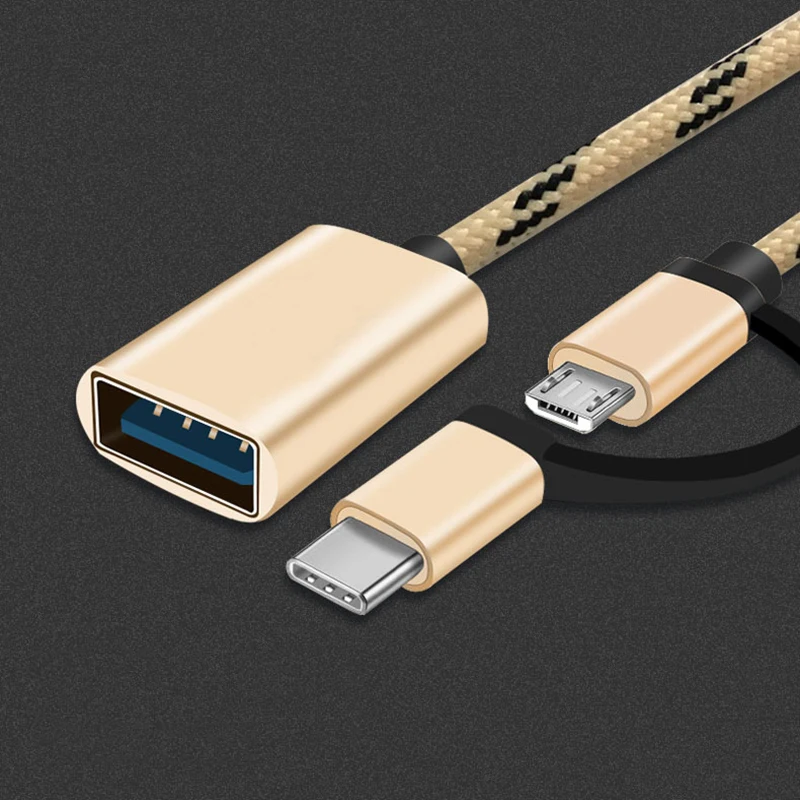 Адаптер Uverbon USB 3.0 OTG с 2 разъемами Type C и Micro для телефонов Android 17 см|Переходники