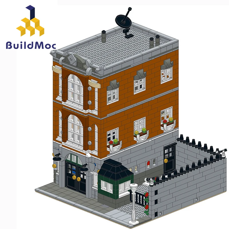

BuildMoc City Creator Consulate Town Hall Alternative City Street View House Modular Building Blocks Educational Toys For Kids
