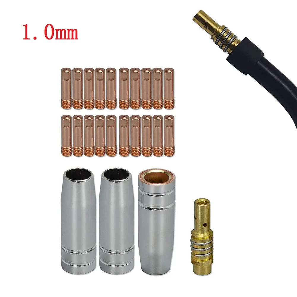 24 Pcs MB15 MIG Consumables Kit Contact Tips Shroud Nozzle Holder Spares Welding Gun Soldering Tools Accessories | Инструменты
