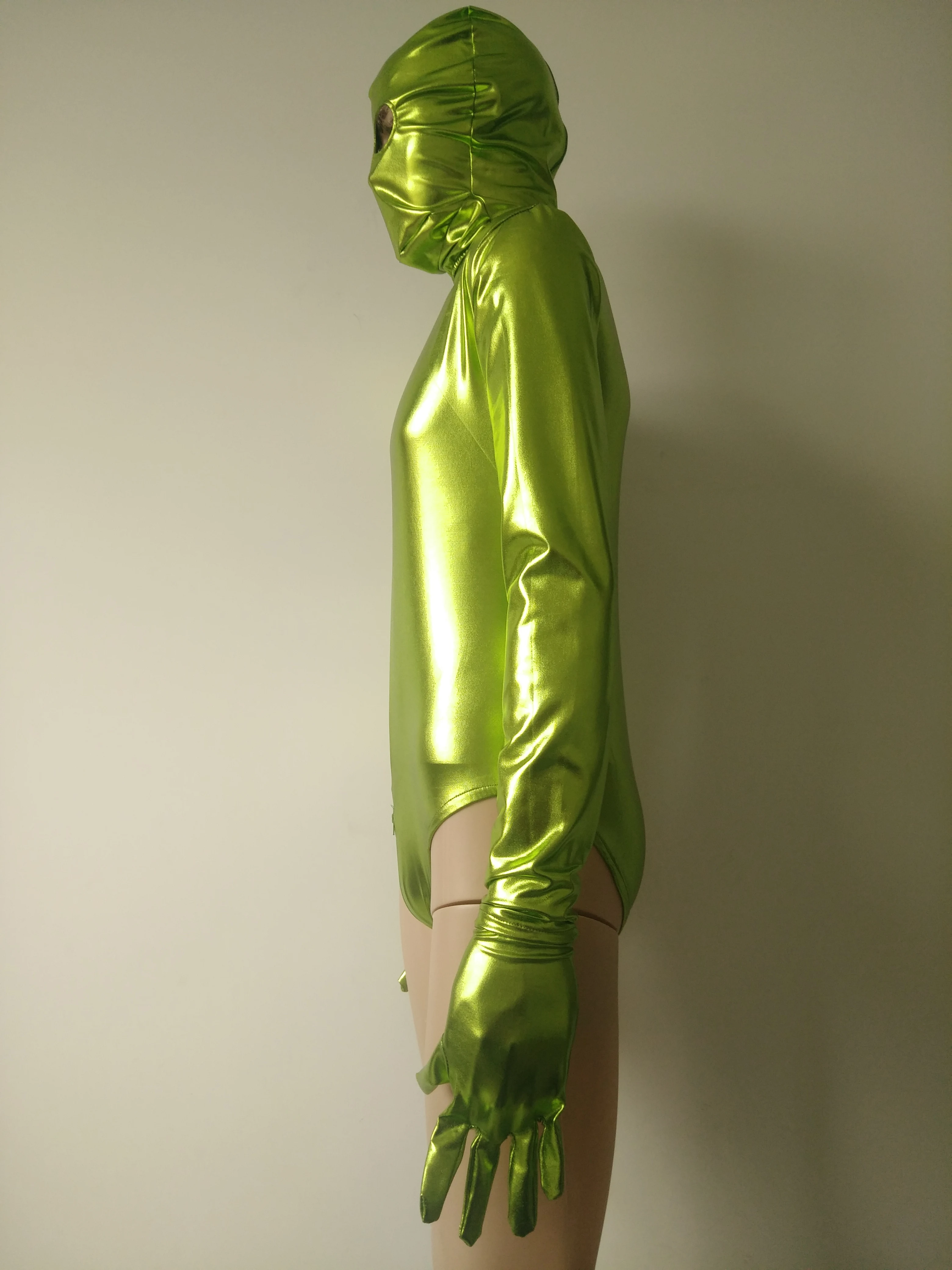 Мужское сексуальное блестящее трико костюм металлик для косплея половина боди