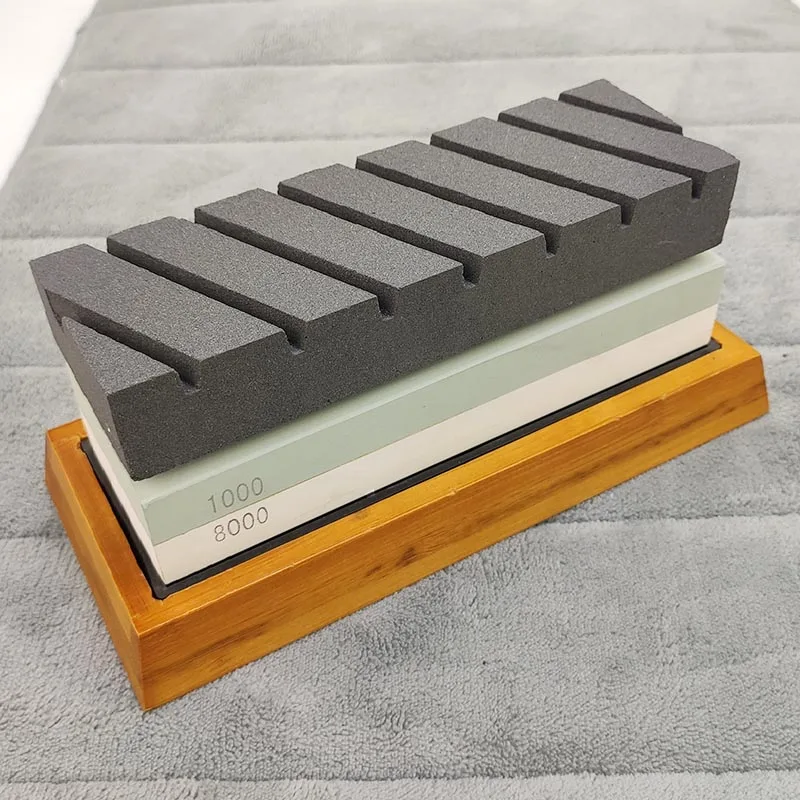 

Новый белый корунд точильный камень противоскользящая бамбуковая основа двухсторонняя точилка кухонный инструмент угловая коррекция кам...
