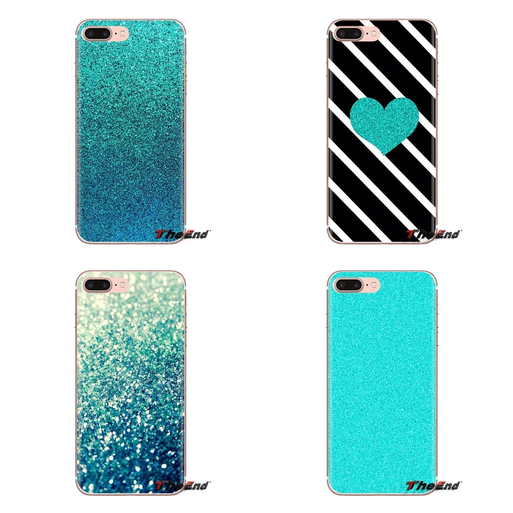 Teal Blue Glitter Background Phone Housing For Samsung Galaxy S2 S3 S4 S5 MINI S6 S7 edge S8 S9 Plus Note 2 3 4 5 8 Coque Fundas |