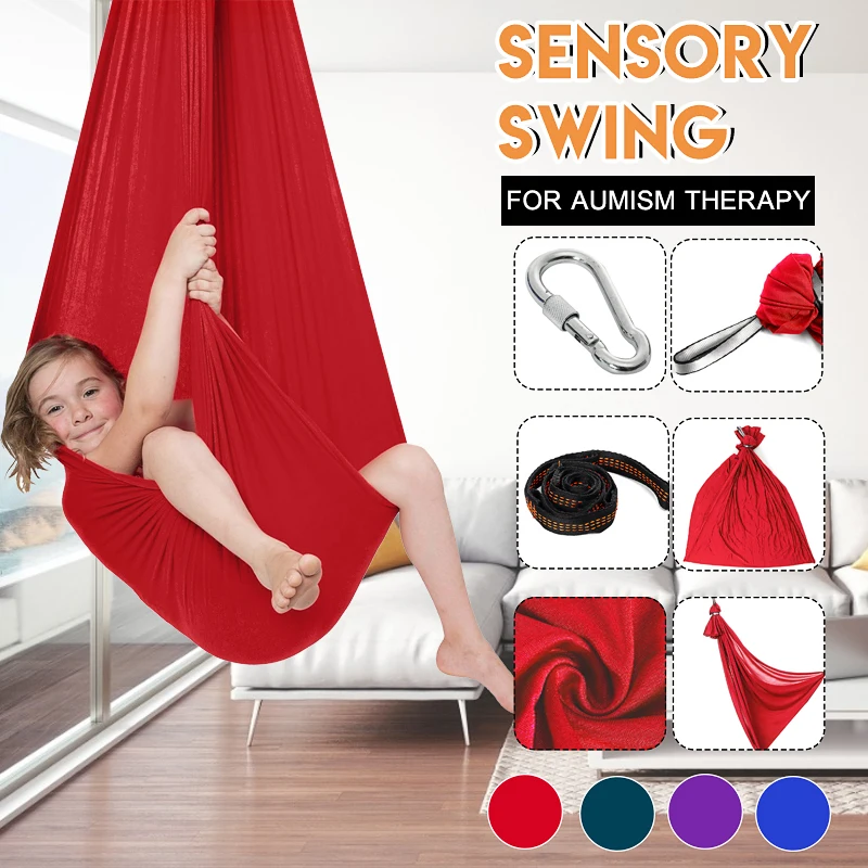 Детский хлопковый гамак качели для аутизма ADHD дополнительная подушка до 88 фунтов