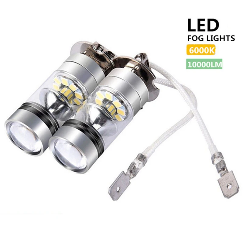 PMFC 2 шт. автомобилей головной светильник 100W H3 светодиодный туман дальнего света