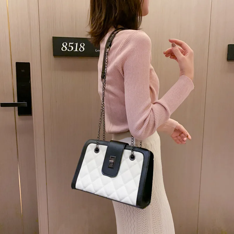 High quality women's bag 2020 new Korean version of the small fragrance wind rhombus chain foreign style shoulder messenger | Багаж и