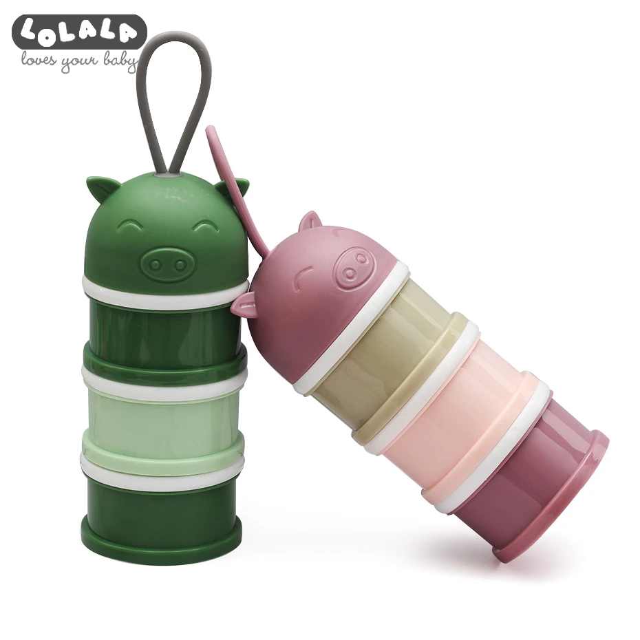 3-layer Portable Baby Food Storage Box Cartoon Pig Grain Milk Powder Heart-shaped Dinosaur Water Towel | Мать и ребенок