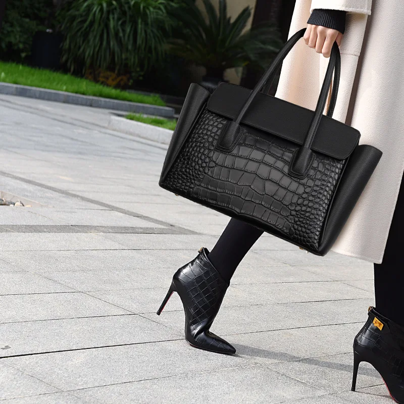 

Luxury Brand 100% Genuine Leather High-quality Crocodile Pattern Ladies Handbag Fashion Retro One-shoulder Messenger Bag Speedy
