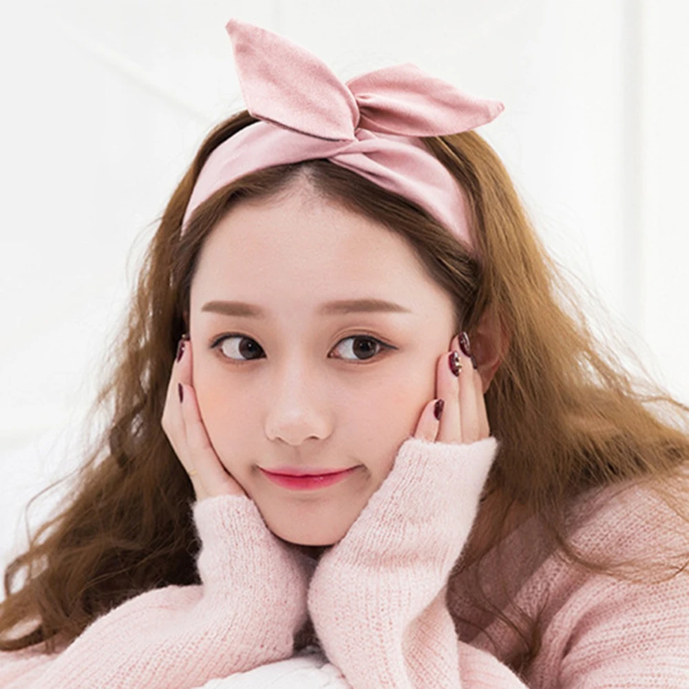 

Retro Suede Headbands Solid Rabbit Ears Metal Wire Scarf Cross Bow Hairband Headbands DIY Headwear Washing Makeup Accessories