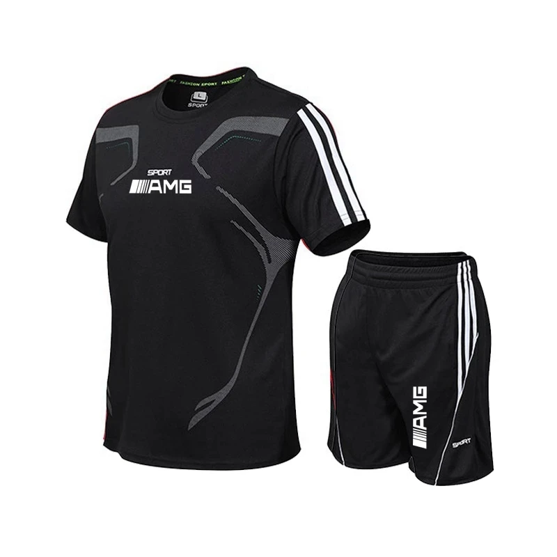 

2021 New Quick-Drying Fitness T-shirt + Shorts Men's Suit Sportswear Running Running sportswear Tennis Short sportswear Couple