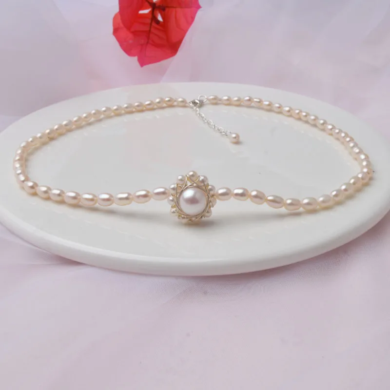 Чокер ASHIQI из натурального пресноводного жемчуга ожерелье с подвеской агата