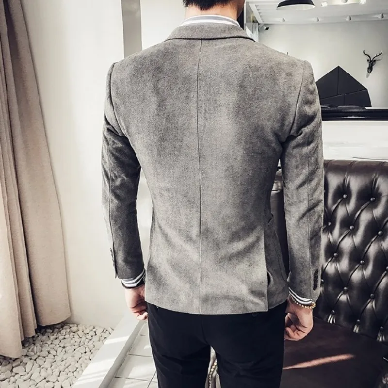 Брендовый замшевый Повседневный блейзер для мужчин весна-осень однобортный