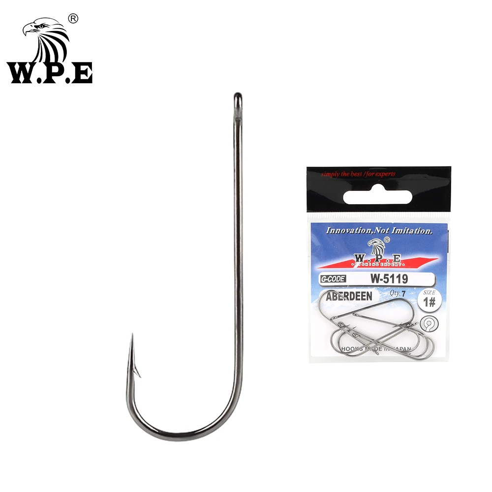 

W.P.E Fishing Hook 3packs/5packs/lot 8#-4/0# High Carbon Steel Barbed Hook Aberdeen Carp Fishing Fly Hook Long Shank Pipe Ringed