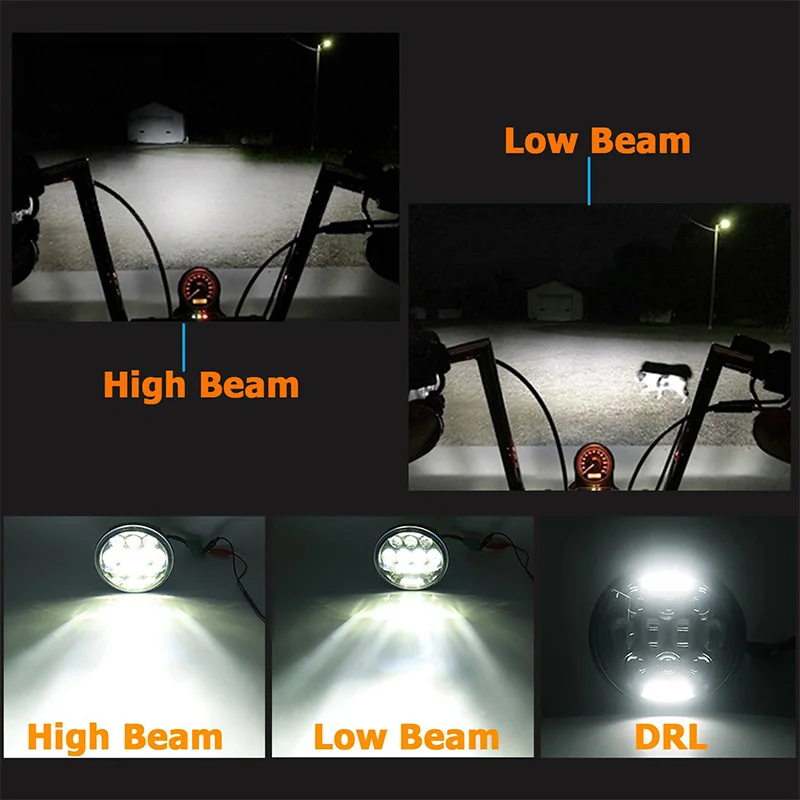 

For Honda VTX 1300/1800 Headlight 5.75inch LED light with adapter Ring Plug in Play