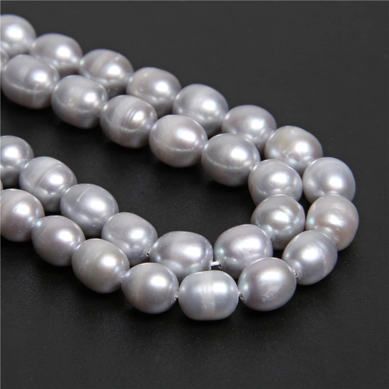 7-8mm oval gray Бусы из настоящего натурального жемчуга, настоящий пресноводный жемчуг, бусины в стиле барокко, свободные жемчужины для самостоятельного изготовления браслетов и ожерелий, ювелирных изделий 14,5" - Цвет: 7-8mm oval gray
