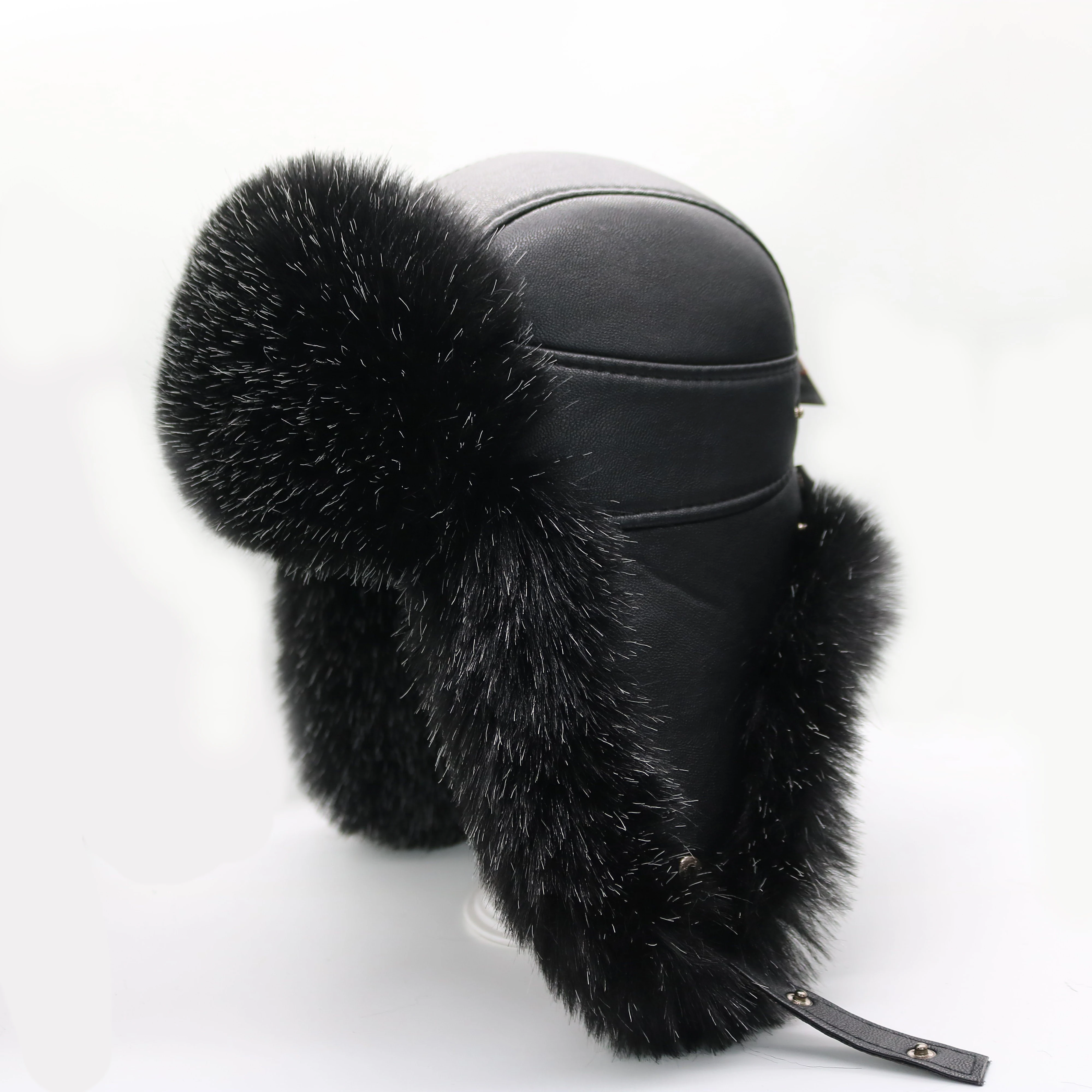 шапка ушанка зимняя авиатор из искусственной кожи и унисекс теплая ушастая