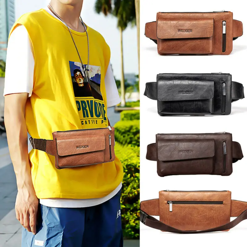 Мужская поясная сумка из искусственной кожи сумка-слинг на ремне рюкзак для