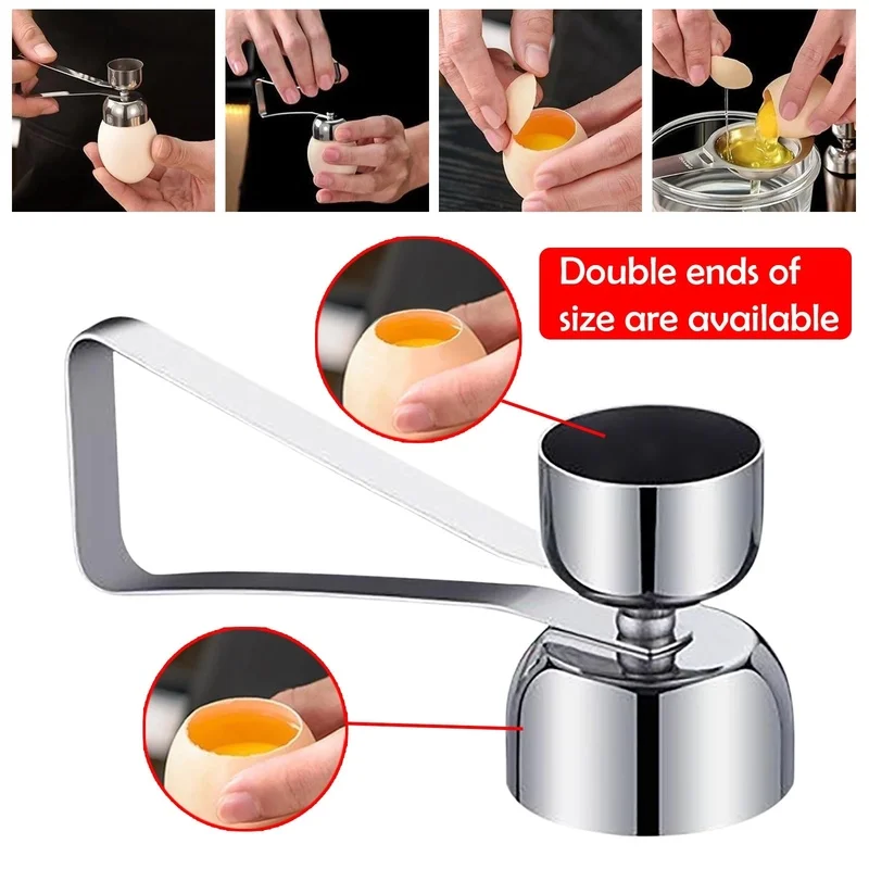 

1Pcs Stainless Steel Egg Opener Double Head Two-In-One Egg Shell Opener Egg White Separator Creative Kitchen Supplies Tools Set