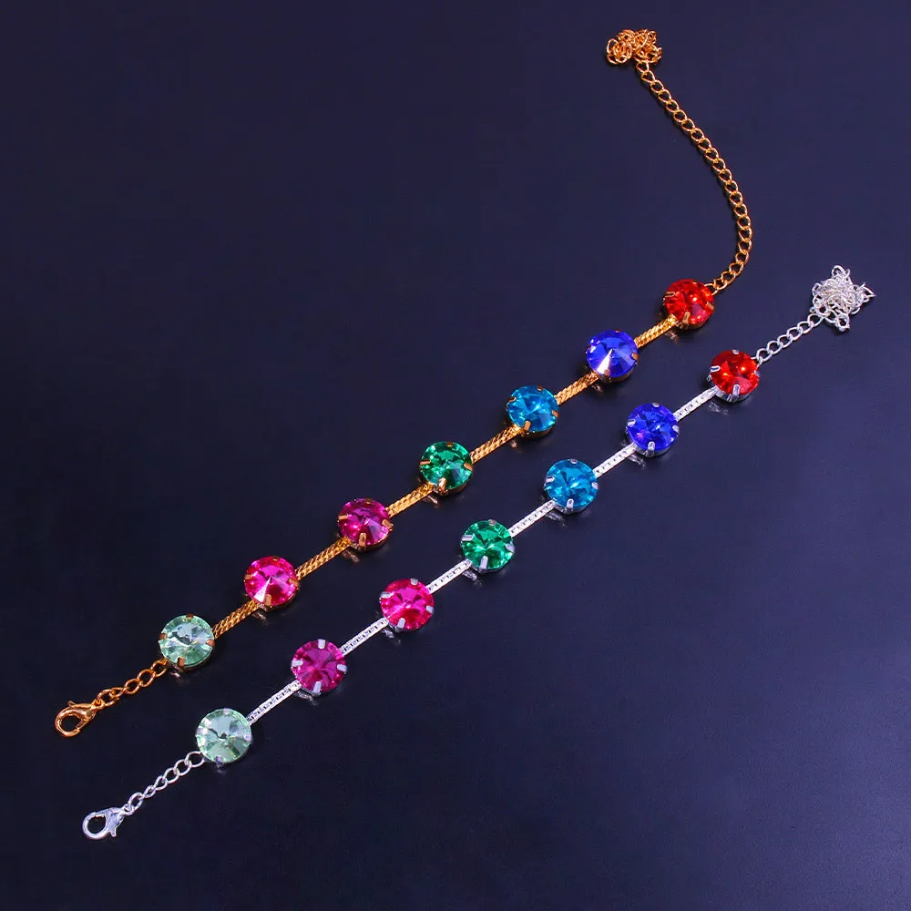 INS Стразы Большой Круглый Радужный Браслет на ногу ножные браслеты ювелирные